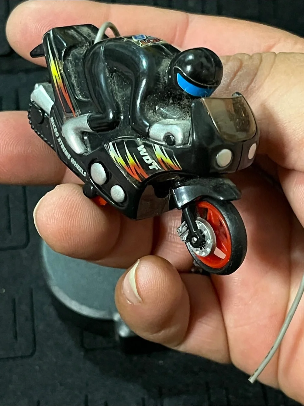 Black Rechargeable Toy Motorcycle with Rider - Unbranded